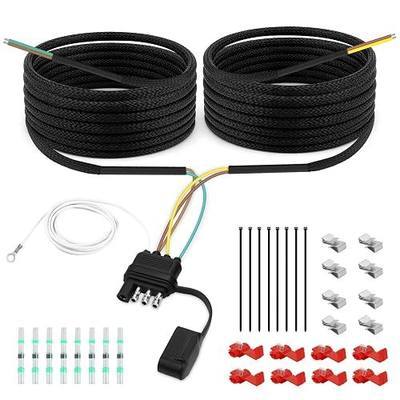 30FT 4 Pin 5 Wire Trailer Wiring Harness Kit | 18AWG Pure Copper Wires with Tinned Ends to Prevent Wear, for Connection of Tail Lights, Brake Lights and Turn Signals(30FT)