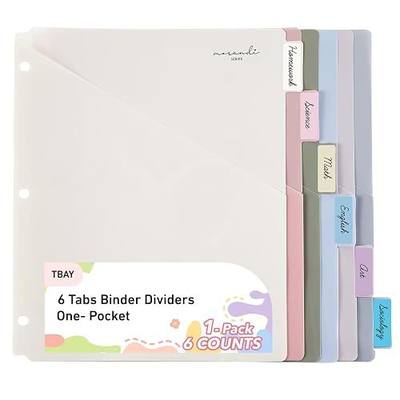 6-Tab Dividers for 3 Ring Binder, Binder Dividers Index with One Pockets, Letter Size 8.5 x 11'', Morandi Colors (1)