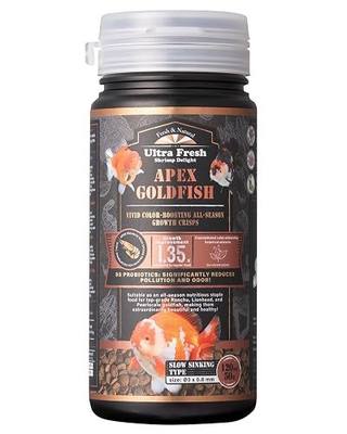 Ultra Fresh Apex Goldfish Color Boosting Crisps, Color Boosting Premium All Natural Ingredients Goldfish Fish Food, Slow Sinking, 1.76 oz