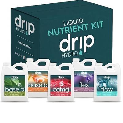 5-Part Nutrient Kit, Liquid Growth & Bloom Nutrition System, Base A, Base B, CaMg, Flex, Flow, Supports Growth to Bloom, pH Stable & Clean for Hydroponics, Soil and Coco, 5 Quarts Total