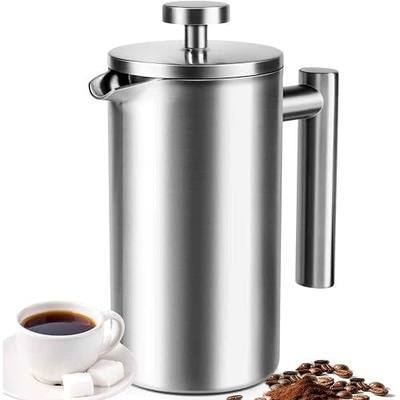 French Press 34 oz, Full Stainless Steel French Press Coffee Maker 4 Cups | Upgraded Double-Walled Insulated French Coffee Presses, Food Grade Good for Kitchen Camping, Dishwasher Safe 2 More Filters
