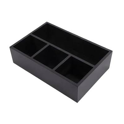 Tea Bag Organizer Black Wood Tea Bag Holder 4 Compartments Coffee Drawer | Large Capacity Sugar Packet Holder Coffee Station Organizer Tea Bags Caddy Drawer Storage Container for Countertop