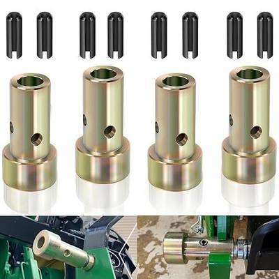 Cat 1 Quick Hitch Adapter Bushings Set 4 Sleeves & 8 Lynch Pins Compatible with Category 1 Tractors Heavy-Duty Zinc-Plated Steel for 3-Point Quick Hitch Systems