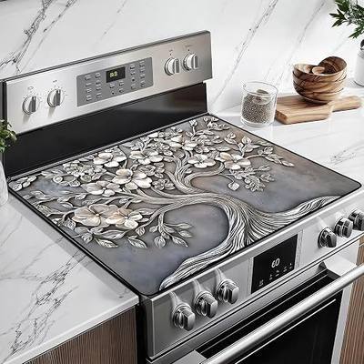 Stove Top Cover for Glass Electric Stove (Tree, 28.5"L x 20.5"W) | Heat Resistant Cooktop Protector Mat with Non-Slip Rubber Backing, Scratch Protection and Counter Space Mat