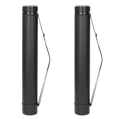 Dayacoco Extendable Poster Tubes Expand from 25” to 40” with Shoulder Strap and Handle | Carry Documents, Blueprints, Drawings and Art | Black Portable Durable Round Storage Cases 2 Pack (Large)
