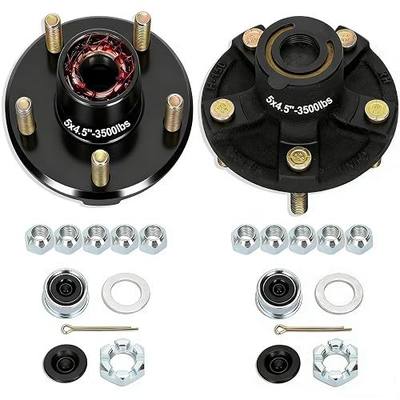 Redants 2 Sets 3500 LB Trailer Hub Kit, 5 Lug 4.5" Bolt Pattern Trailer Hub, Pre-Assembled & Greased for Easy Installation, Fits 1-1/16" to 1-3/8" Spindles (#84)