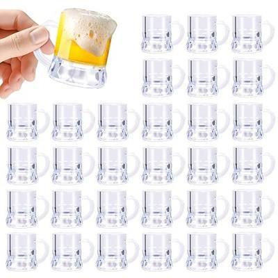 30 Pack Mini Beer Mug Shot Glasses, 1 Oz Clear Plastic Cups with Handles | Reusable 1 oz mini beer shot glasses with handles for jello shots, beer tastings, birthdays, Christmas and large parties