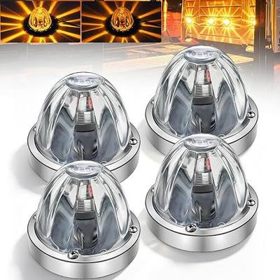 BJZ 4Pcs Amber Watermelon LED Lights w/High & Low Lighting, Watermelon-shaped Side Marker Clearance Tail Top Cap Roof Lights for 12V Trailer Truck Semi-trailer Heavy-duty Truck Bus Van Golf Cart