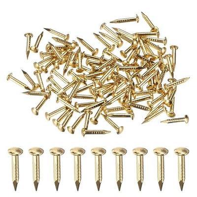 M METERXITY 100-Pack Small Tiny Nails, 1.2mm x 8mm Brass Precision MIni Nails Hardware Round Head for Wooden/DIY Crafts Decorative/Household Accessories/Picture Hanging