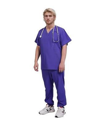 Scrubs Medical Uniform Man Scrubs Set Medical Scrubs Top and Pants,5-Pocket Top and 5 Pocket Pants