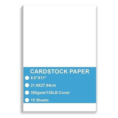 Cardstock Paper - Plain Heavy Bright White Stock, Cover Stock Paper, Extra Heavy Duty, 130lb Cover(350 gsm) Thick Cardstock Paper, 8.5" x 11", 15 Sheets, Inkjet/Laser Printer Compatible