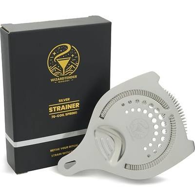 Cocktail Strainer for Drinks | Stainless Steel Bar tools | Ergonomic Hawthorne Strainer for Cocktail Shaker with High-Dense Spring | Silver Bar Strainers | Wizardtender