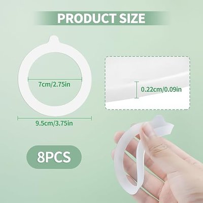 8PCS Rubber Seals for Glass Jars, Airtight Silicone Replacement Gasket,Food-Grade Silicone Gaskets (3.75" Diameter,Fits Mason Jars),Leakproof,Airtight Rings for Food Storage,Canning(White)