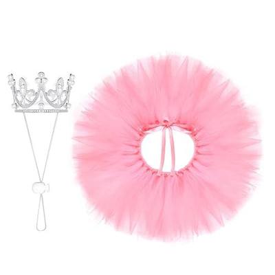 2 Pcs Dog Tutu Dress with Pearl Crown for Small Medium Pet Cat Dog | Halloween Costume Dress, Ballet, Birthday, Party, Wedding, Photo Prop