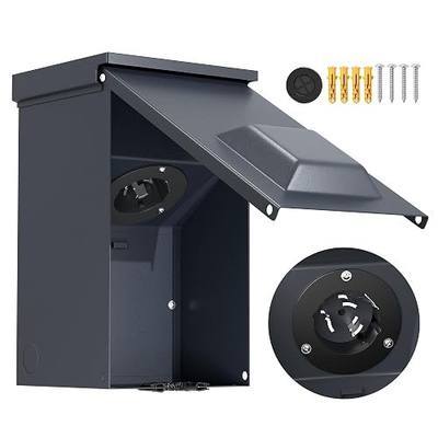 Joinfworld 50 Amp Generator Inlet Box NEMA SS2-50P 125/250V 12500W | with Weatherproof Galvanized Iron Housing, Tool-Free Installation & 4–6 AWG Wiring Capacity for Backup Power