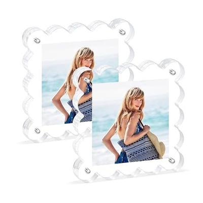 Acrylic Magnetic Picture Frames 4x4-2pack Square Photo Frame