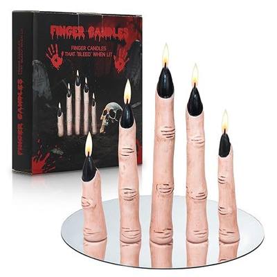 Halloween Decorations Bleeding Finger Candles for Mantel, 5 PCS | Unscented, Creepy, Witch Taper Candle, Realistic Gothic Decor, Spooky Tabletop Centerpiece for Home Office Kitchen