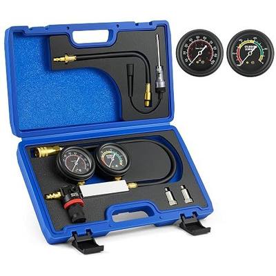 OMT Automotive Cylinder Leakdown Diagnostic Detector Tool Kit for Petrol | Solid Brass Core Construction; 2.7 Inch Shockproof Dual Gauges; Spark Plug Adapter; Vehicle Diagnostics; For Pro Mechanics