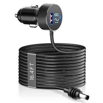 3 in 1 Starlink Mini Car Adapter Charger for Starlink Mini Cigarette Lighter Adapter 12V to 24V DC Power Supply with LED Voltmeter PD 45W and USB A 18W Ports for Trucks Cars RVs (16.4FT)