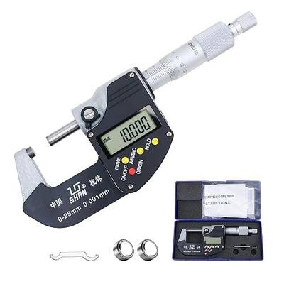 0-1 Professional Digital Micrometer,0.00005" /0.001mm Resolution,Digital Outside Micrometer with Carbide Tip 0-1" Range with Ratchet Stop, Precision Machinist Workshop Automotive Tools