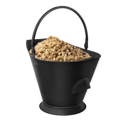GameXcel Pellet Bucket - 3.2 Gallons Metal Container - Heat-Resistant Steel Bin for Hot Ash Pellets Firewood - Convenient Ash Disposal with Handle