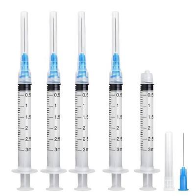 20 Pack 3ml Syringes with 23G 1 Inch Needle, Disposable Luer Lock Syringe Individually Sterile Packed for Scientific Lab, Liquid Measuring and Dispensing