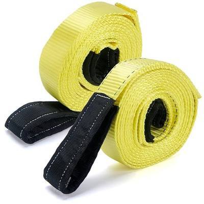 15' x 2" Heavy Duty Rigging Lifting Straps, Nylon Webbing Tow Sling, 2-Pack | 22500 lbs capacity flat eye webbing slings. Ideal for winch hoisting, furniture moving, and tree saver recovery