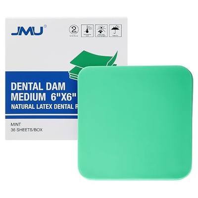 JMU Latex Dental Dam Rubber 6 x 6, Mint Green, Medium Powder-Free | Pack of 36