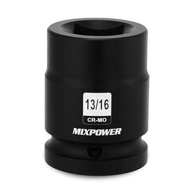 MIXPOWER 3/4"Drive 13/16" Square Socket, CR-MO, 4-Point, SAE, Black Phosphate Finish