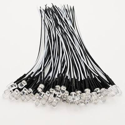 Gebildet 50pcs 3V-4.5V-5V-6V-7.5V-9V-12VDC 5mm White LED Lights Emitting Diodes, Prewired 7.9 Inch V LED Light