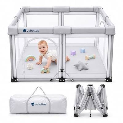 Foldable Baby Playpen, 1-Minute Setup, Lightweight Portable Playpen with Carry Bag, 50"x50" Indoor Outdoor Safty Play Yard for Babies & Toddlers, Light Gray