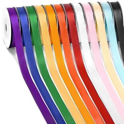 Rainbow Satin Ribbon, 12 Colors 3/8 Inch x 12 Rolls | Total 120 Yards, Colorful Ribbon for Gift Wrapping, Hair Bows, Flower Bouquet, Wedding Party Decoration