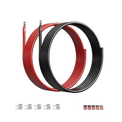 Litime 4AWG Battery Cables Set, 10FT 4 Gauge Wire with M8 5/16 in Lugs(one end) for Battery Banks, Inverters, MPPT, DC-DC System, Oxygen-Free Copper Wire for RVs Boats Golf Carts Solar Systems