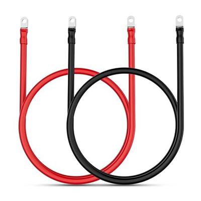 Litime 4 AWG Battery Cables Set, 1.5FT 4 Gauge Wire with M8 5/16 in Lugs on Both Ends, 18 inch Power Inverter Wire for Solar Power Inverter Marine Boat RV Car Golf Carts (Red and Black)