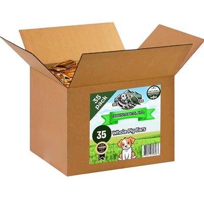 Exquisite Pets 35-Pack of Roasted Pig Ears for Dogs-Bulk All Natural, Brazilian Single-Ingredient Chews! Safe & Digestible-Full-Size Ears! Cleans Teeth & Gums. Aggressive Chewers. Treats for Dogs