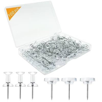 100-Pack Heavy-Duty Tacks and Push Pins – Clear Flat-Head Thumbtacks with Storage Box for Office, Home, Classroom & Cork Boards