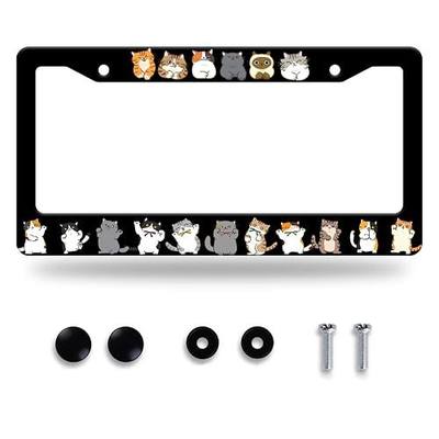 Cute Cats License Plate Frame Animals License Plate Holder Stainless Steel Funny Car Accessories Decoration for Men Women 12" x 6"
