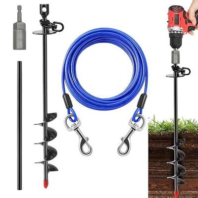 Heavy Duty Dog Tie Out Cable and Stake,30FT Rust Proof Dog Tether Leads for Yard,360°Swivel Spiral Dogs Stake&Chain Up to 200 lbs, Ground Anchor for Outdoor Beach Camping
