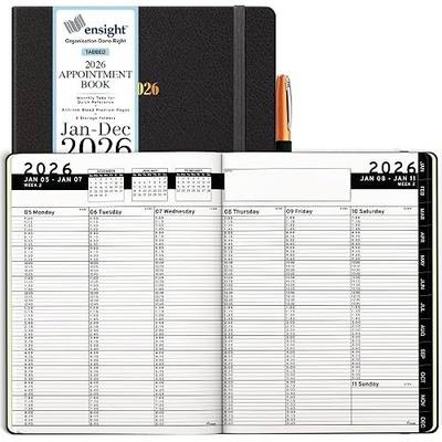 Ensight 2026 Hardcover Appointment Book & Planner 8.5" x 11" inches Large Tabbed Daily Hourly Weekly Planner Schedule Book 15 Minute time Slots Business & Personal Planner Jan 2026 Dec 2026 Black