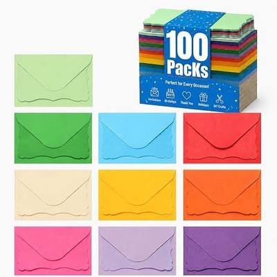 100 Pack Mini Cards with Envelopes, Small Colorful Blank Note Cards with Self-Adhesive Envelopes, Prayer Board Suppies, Tiny Business Card Envelopes(4 x 2.7 Inches, 10 Colors) (Multicolored)