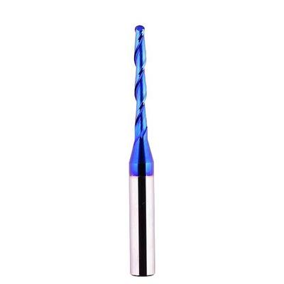 CNC Router bits Carbide Ball Nose End Mill with Nano Blue Coating for Side Milling. End Milling. Finish Machining. (1/8" Cut Dia-Extra Long Cutting Length)