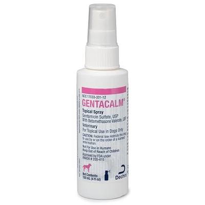 GENTACALM® Topical Spray (Gentamicin Sulfate, USP with Betamethasone Valerate, USP) 120 mL Spray Bottle for Dogs