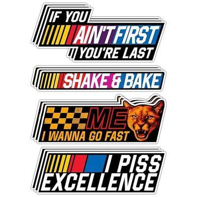 (12pcs) Shake and Bake Sticker - 5 Inches, Shake n Bake Sticker, If You Ain't First You're Last Racing Quote Stickers, Funny Stickers for Car, Truck, Bike, Helmet, Motorbike, Laptop, Window
