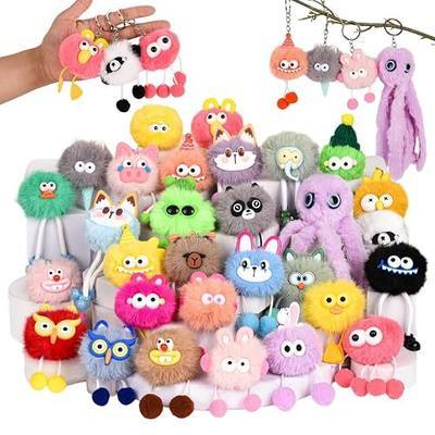 LiYiQ 30 Pcs Cute Plush Keychains Kawaii Keychain Bulk for Birthday Goodie Bags Pinata Toys Classroom Prizes Party Favors