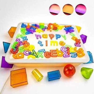 16" LED Light Table for Toddlers with 10 Brightness Levels & 3 Color Modes, Durable Portable Light Box for Kids Sensory Play, Tracing & Art, Ideal for Home & Classroom, Orange.