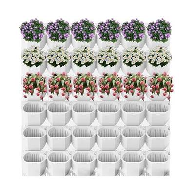 36 Pockets Living Wall Planter Indoor, Self Watering Wall Hanging Planters for Outdoor Plants Stackable, Cascading Vertical Planter Garden (36 planters White)