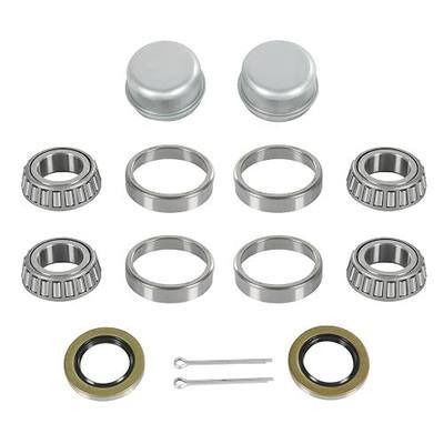 2 Sets Trailer Wheel Hub Bearings Kit L44643/L44610 Bearings (1.000" ID, OD 1.980", Width 0.580"), 12192TB Grease Seals (1.980" OD), Dust Cover and Cotter Pin for 1'' Trailer Axles