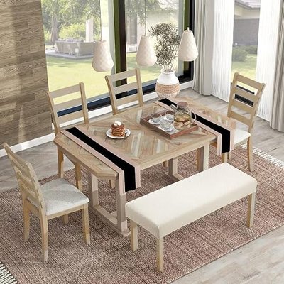 YISUN Jacquard Dining Bench Covers, Stretch Washable Removable Bench Slipcover, Rectangle Bench Seat Protector Cover for Dining Rooms, Living Rooms, Bedrooms, Kitchens (Beige)