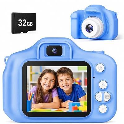 Kids Camera for Boys Girls Age 3-10, 1080P HD Toddler Digital Camera with 32GB SD Card, Shockproof Toy Camera with Video, Frames & Filters, Birthday for Kids Blue