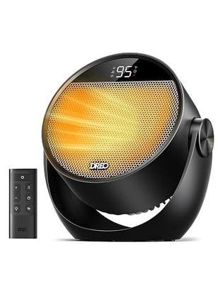 DREO Space Heater 1500W, 60° Adjustable Tilt, 10.5ft/s Portable Electric Heaters for Indoor Use with Thermostat, 8 Safety Protections, 3 Modes, Remote, Quiet Desk Heater for Bedroom, Office, Black